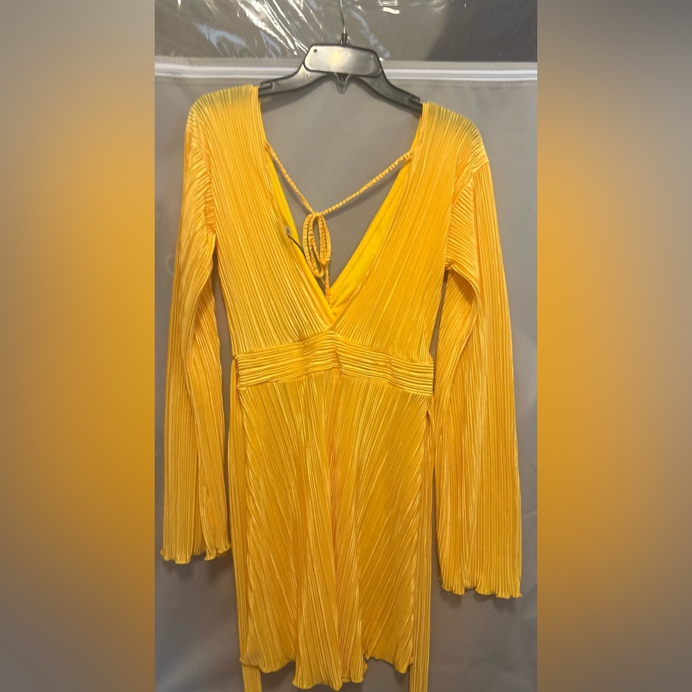 NWT Fashion Nova Elegant Yellow Pleated Dress